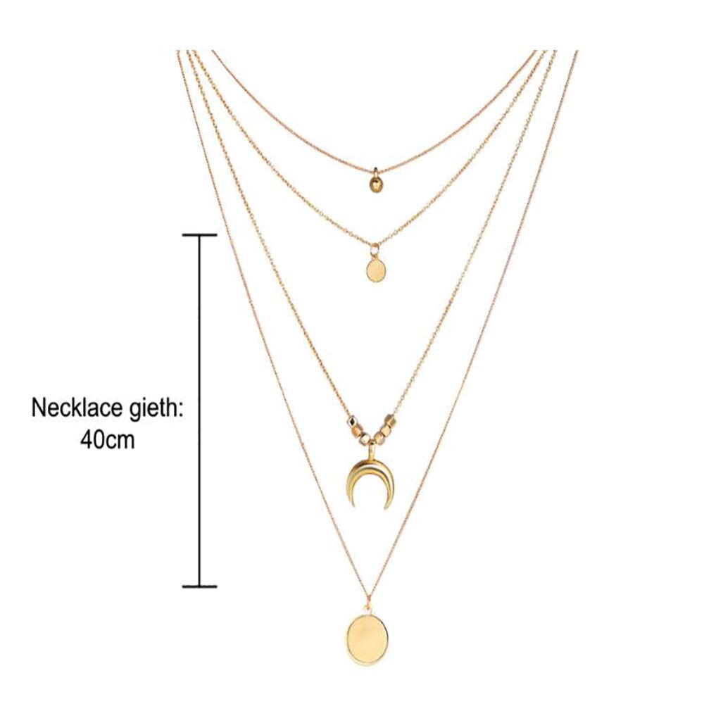 Foto 4 | Collar Con Colgante De Disco Y Luna De Bohemia Para Mujer En Aleación De Oro - Venta Internacional.