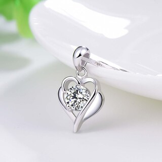 Foto 3 | Collar Huoguo Silver Infinity Love Heart Para Mujer - Venta Internacional.
