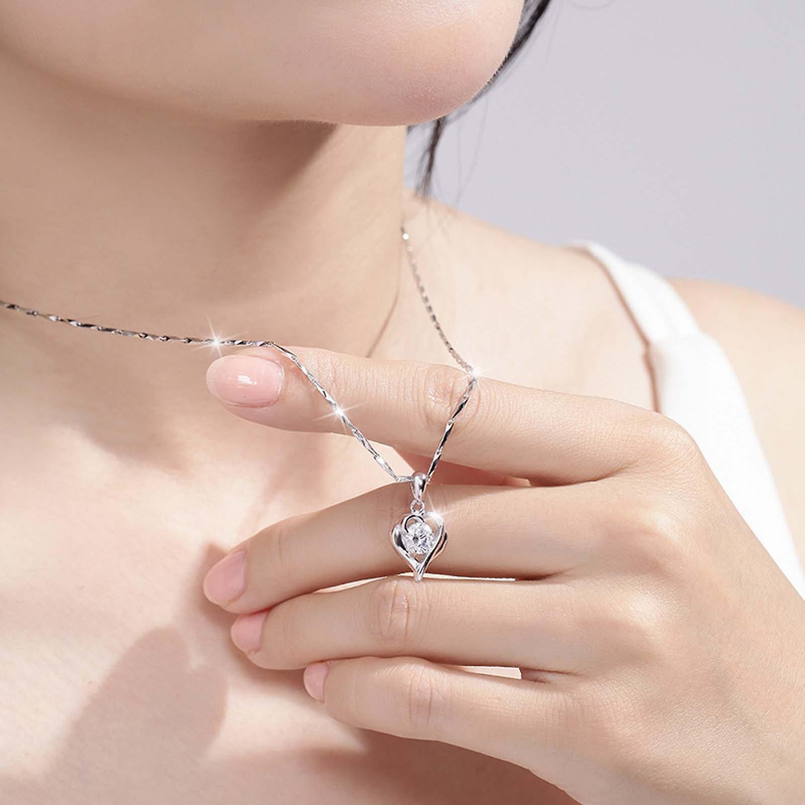 Foto 5 pulgar | Collar Huoguo Silver Infinity Love Heart Para Mujer - Venta Internacional.