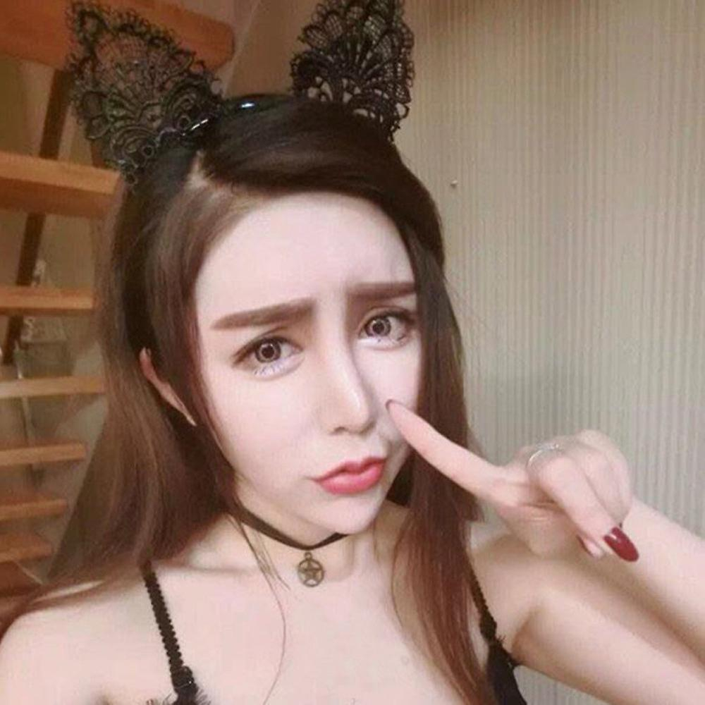 Foto 5 pulgar | Diadema Huoguo Para Mujer  Encantadora Cadena De Encaje Con Forma De Oreja De Gato - Venta Internacional.