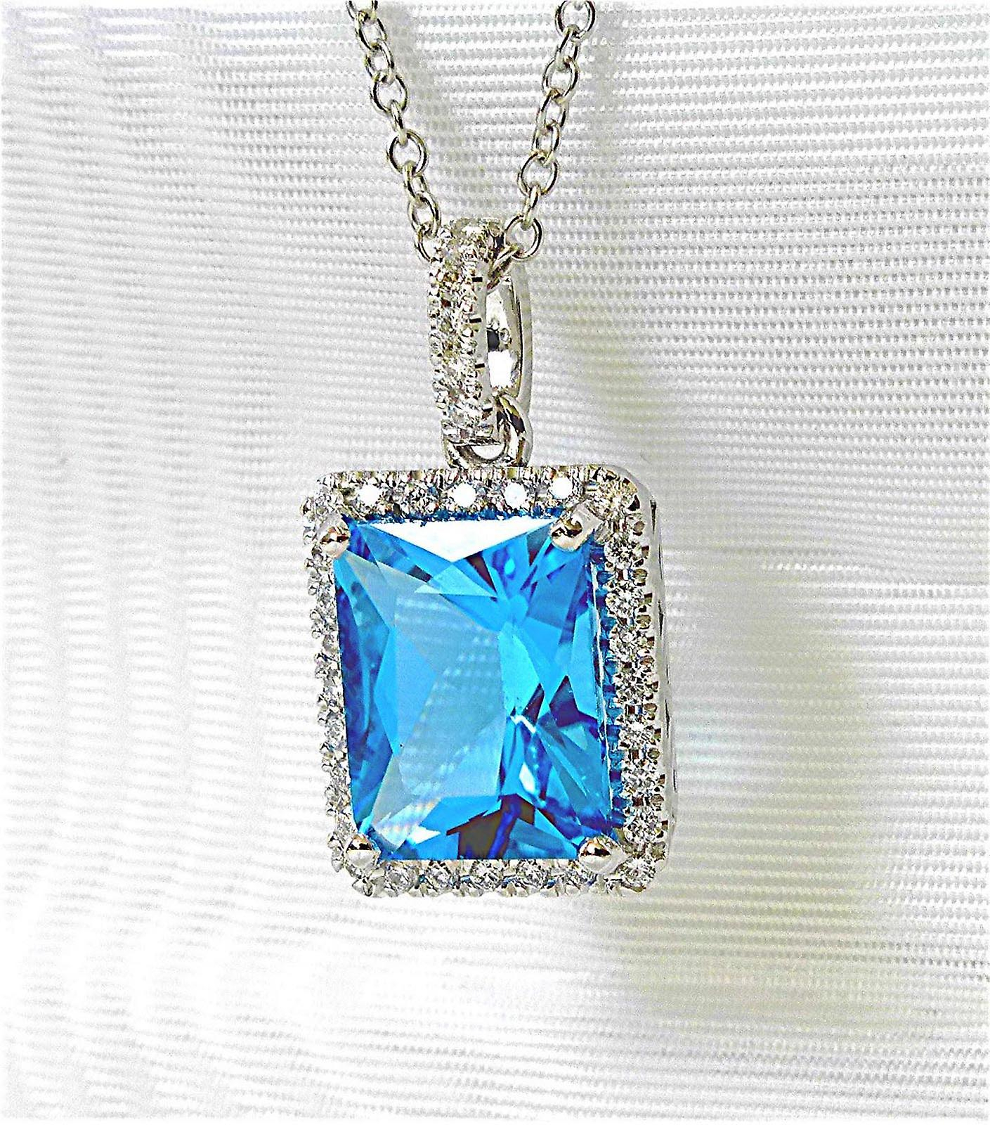 Foto 3 pulgar | Collar Huoguo Ultra-flash Con Microincrustaciones De Circón Azul Para Mujer - Venta Internacional.