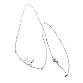 Foto 1 | Collar Huoguo Bonito Gato Caminante Chapado En Plata Para Mujer - Venta Internacional.
