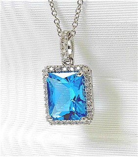 Foto 2 | Collar Huoguo Ultra-flash Con Microincrustaciones De Circón Azul Para Mujer - Venta Internacional.
