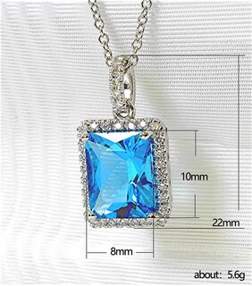 Foto 3 | Collar Huoguo Ultra-flash Con Microincrustaciones De Circón Azul Para Mujer - Venta Internacional.