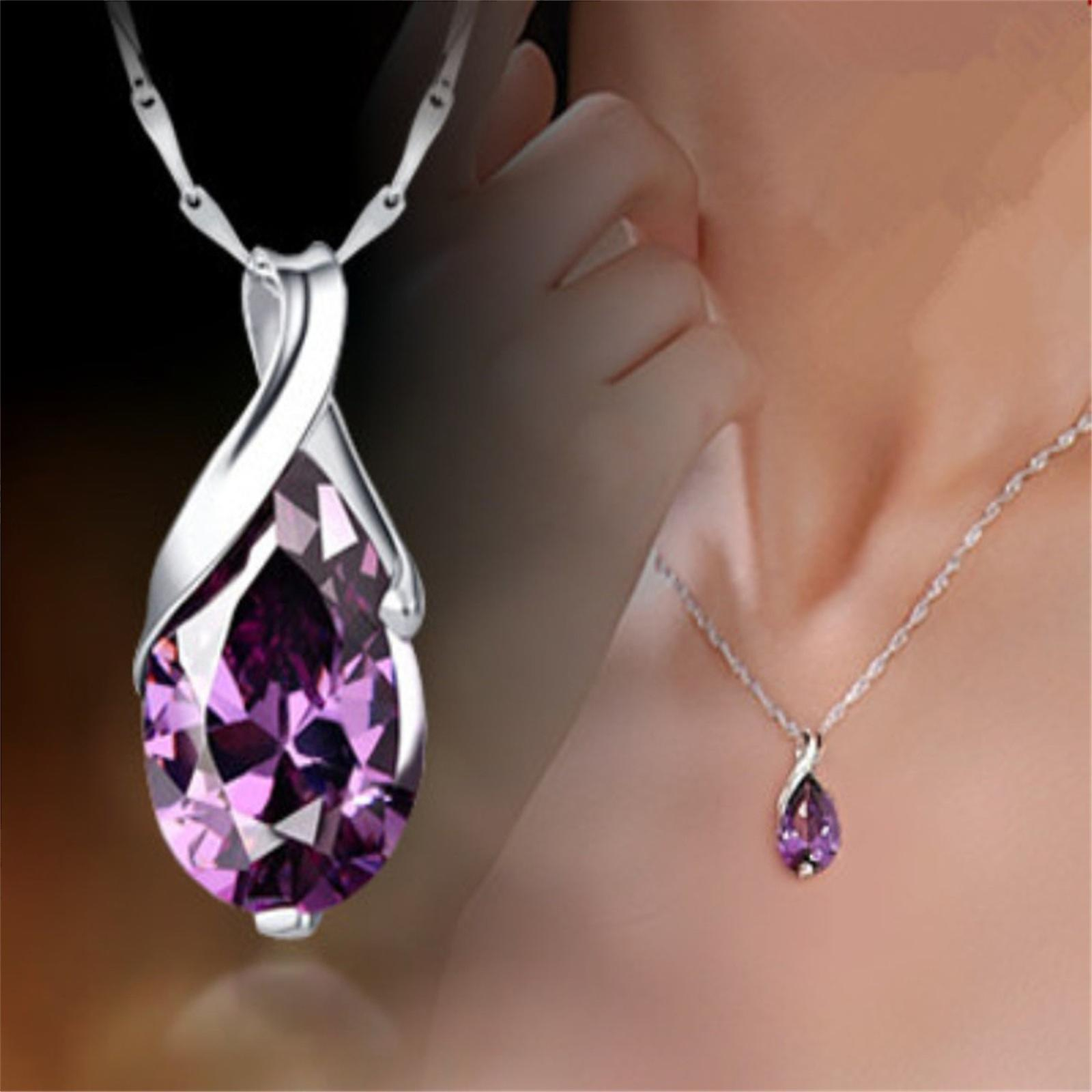 Foto 2 | Colgante Huoguo Fashion De Cristal Morado Con Forma De Lágrima De Ángel - Venta Internacional.
