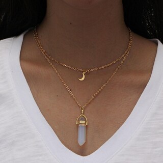 Foto 3 | Collar Huoguo Con Colgante De Cristal De Piedra Natural Para Mujer - Venta Internacional.