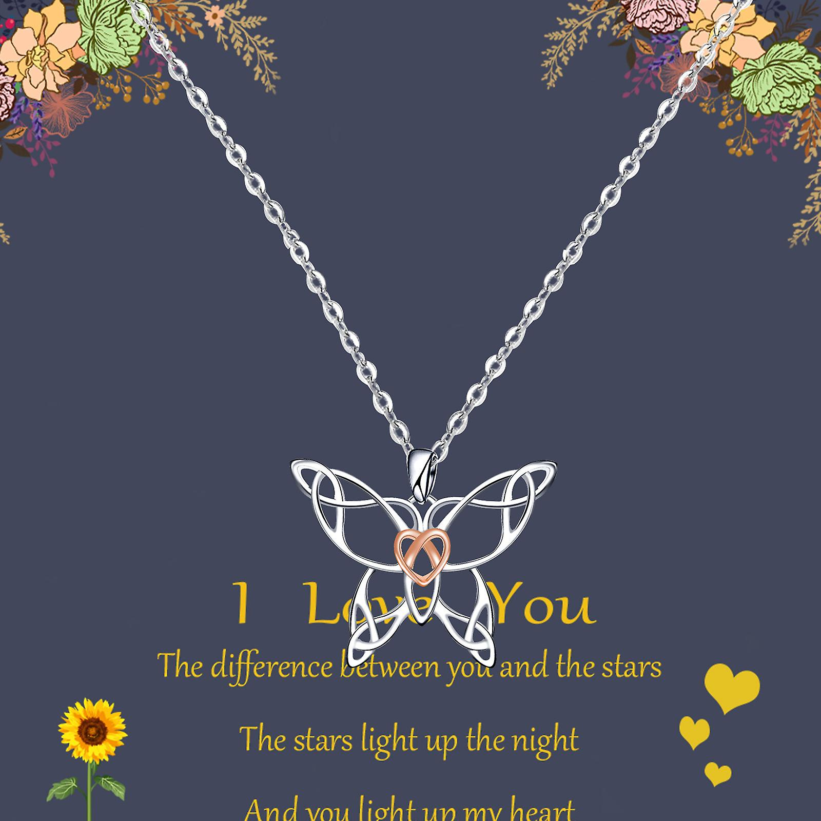 Foto 5 pulgar | Collar Huoguo Fashion En Forma De Corazón Y Mariposa De Aleación De 45+5 Cm Para Mujer - Venta Internacional.