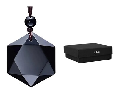 Foto 1 | Collar De Obsidiana Estrella Hexagonal Negro
