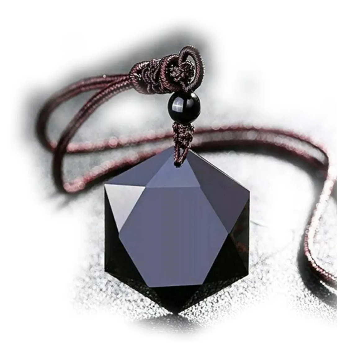 Foto 3 pulgar | Collar De Obsidiana Estrella Hexagonal Negro