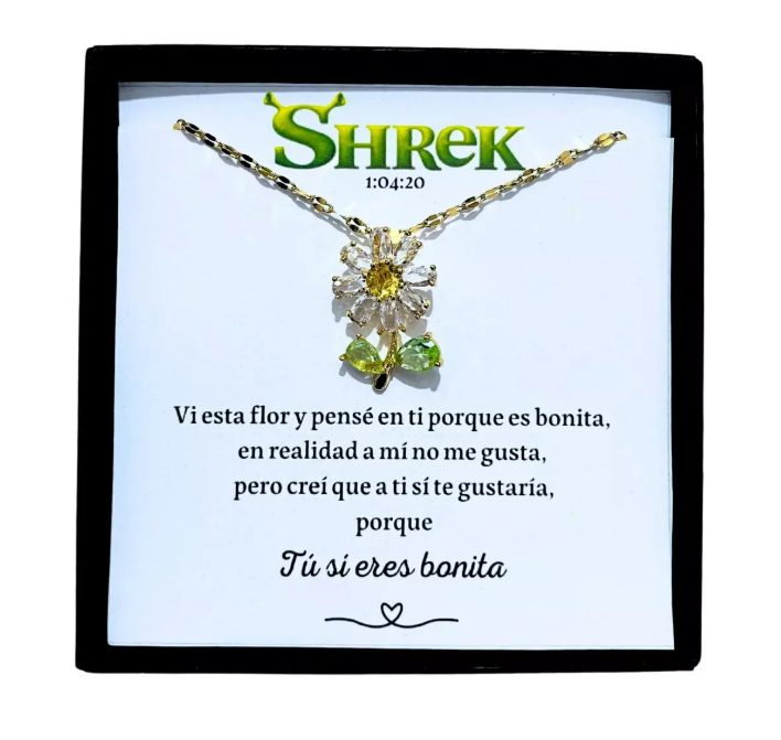 Foto 2 pulgar | Collar Girasol Shrek Dije Oro 18k Regalo Para Mujer Joyería