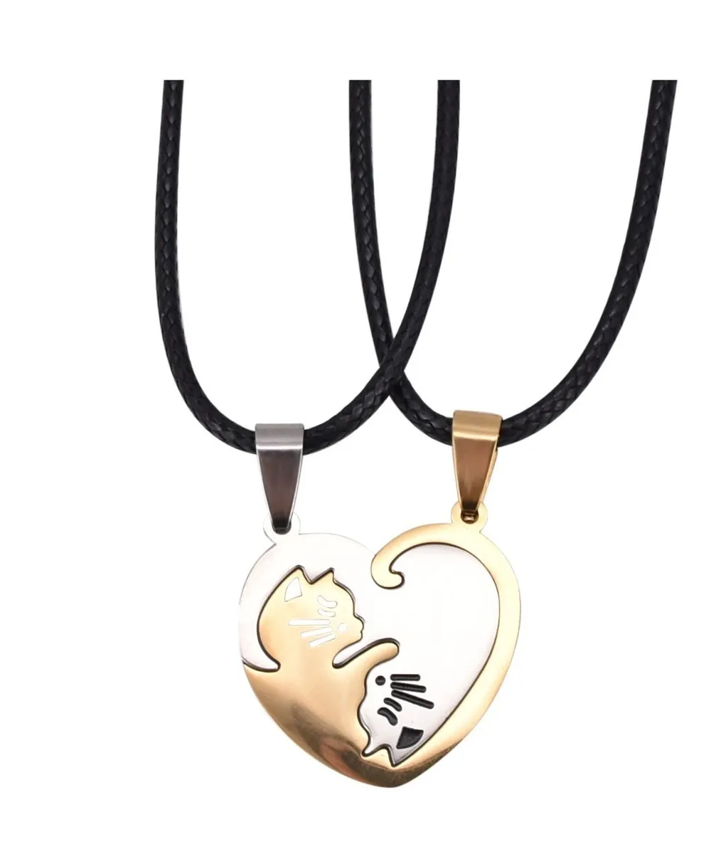 Collares de Pareja Yin Yang Gatos de Acero Inoxidable