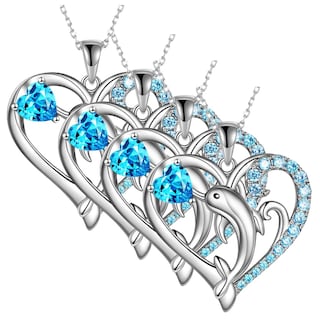 Foto 2 | Cadenas Para Dama High Monaco Mxinn-004 4 Pzas Collar Delfín/corazón Plata/azul