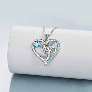 Foto 3 | Cadenas Para Dama High Monaco Mxinn-004 4 Pzas Collar Delfín/corazón Plata/azul