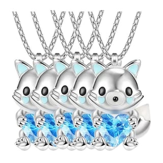 Foto 1 | Collares Con Dije De Lobo High Monaco Mxwof-005 5 Pzas Collar Lobo/corazón Plata/azul