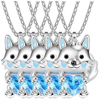 Foto 2 | Collares Con Dije De Lobo High Monaco Mxwof-005 5 Pzas Collar Lobo/corazón Plata/azul