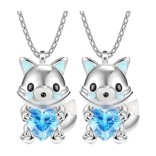 Foto 1 | Collares Con Dije High Monaco Mxwof-002 2 Pzas Collar Lobo/corazón Plata/azul