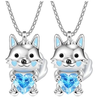 Foto 2 | Collares Con Dije High Monaco Mxwof-002 2 Pzas Collar Lobo/corazón Plata/azul