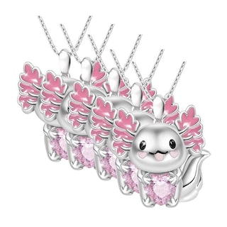 Foto 1 | Cadena De Axolotl High Monaco Mxaxo-005 5 Pzas Collar Ajolote/corazón Plata/rosa