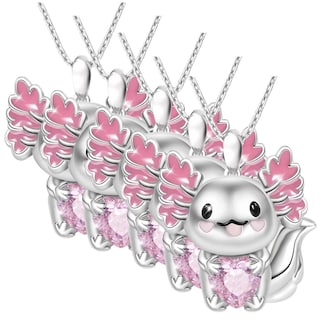 Foto 2 | Cadena De Axolotl High Monaco Mxaxo-005 5 Pzas Collar Ajolote/corazón Plata/rosa