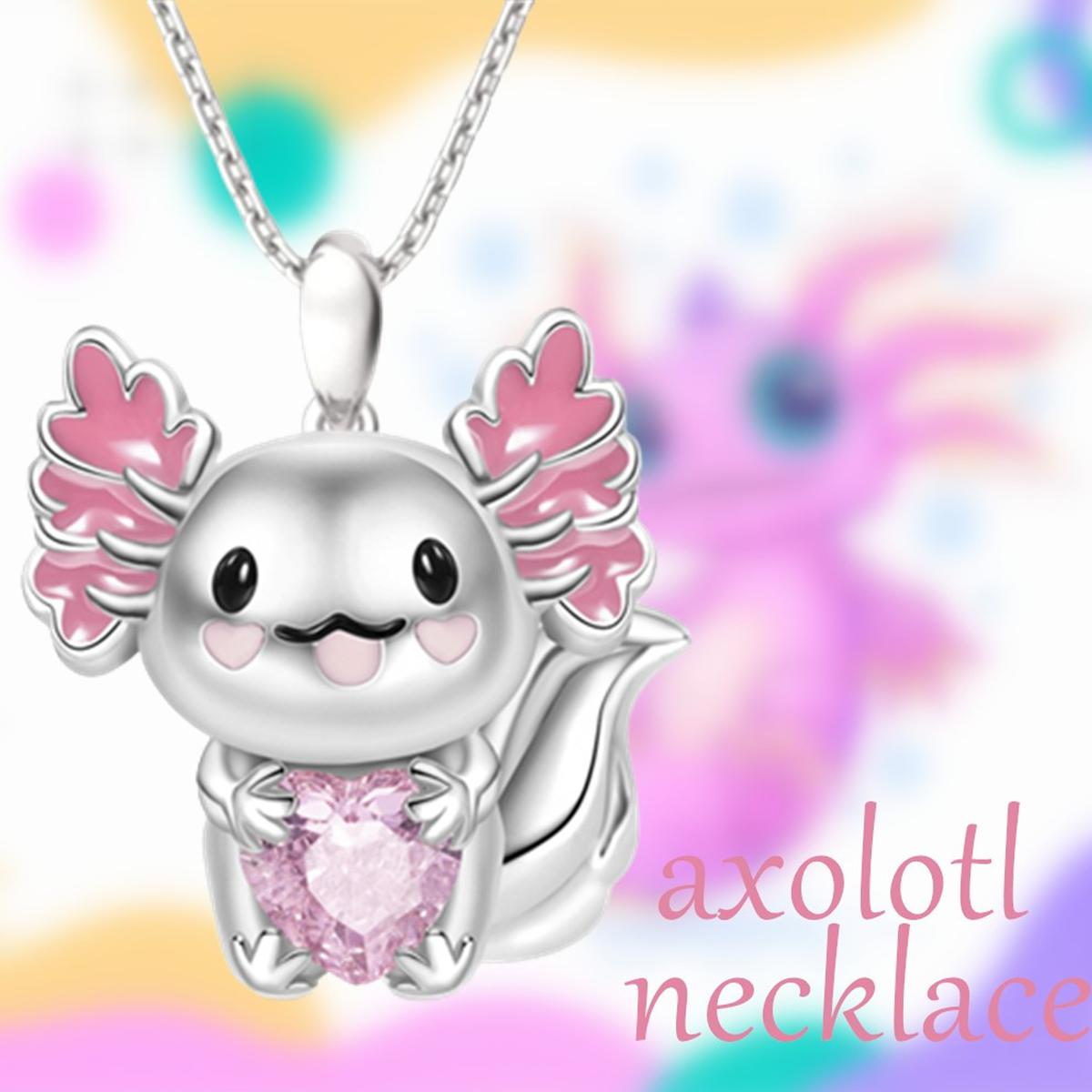 Foto 4 pulgar | Cadena De Axolotl High Monaco  Mxaxo-005  5 Pzas  Collar Ajolote/corazón  Plata/rosa