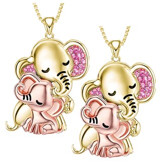 Foto 2 | Cadena Y Dije de Elefante High Mónaco Mxehn-002 2 Piezas Collar Elefante Dorado/Rosa