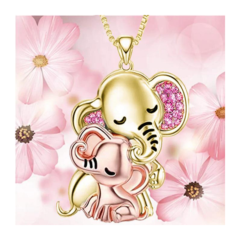 Foto 4 | Cadena Y Dije de Elefante High Mónaco Mxehn-002  2 Piezas Collar Elefante  Dorado/Rosa