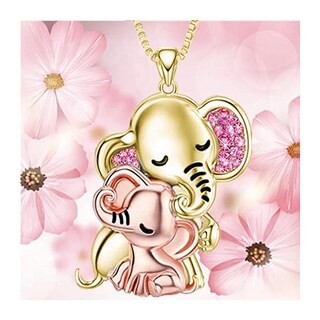 Foto 4 | Cadena Y Dije de Elefante High Mónaco Mxehn-002 2 Piezas Collar Elefante Dorado/Rosa