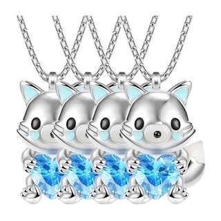 Foto 1 | Cadenas con Dije Bellos High Mónaco Mxfon-004 4 Piezas Collar Zorro/Corazón Plata/Azul