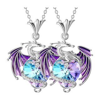 Foto 1 | Cadenas Con Dije Practicos High Monaco Mxrgk-002 2 Pzas Collar Dragón/corazón Plata/morado