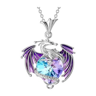 Foto 1 | Cadenas Con Dije De Dama High Monaco Mxrgk-001 1 Pza Collar Dragón/corazón Plata/morado