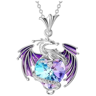Foto 2 | Cadenas Con Dije De Dama High Monaco Mxrgk-001 1 Pza Collar Dragón/corazón Plata/morado