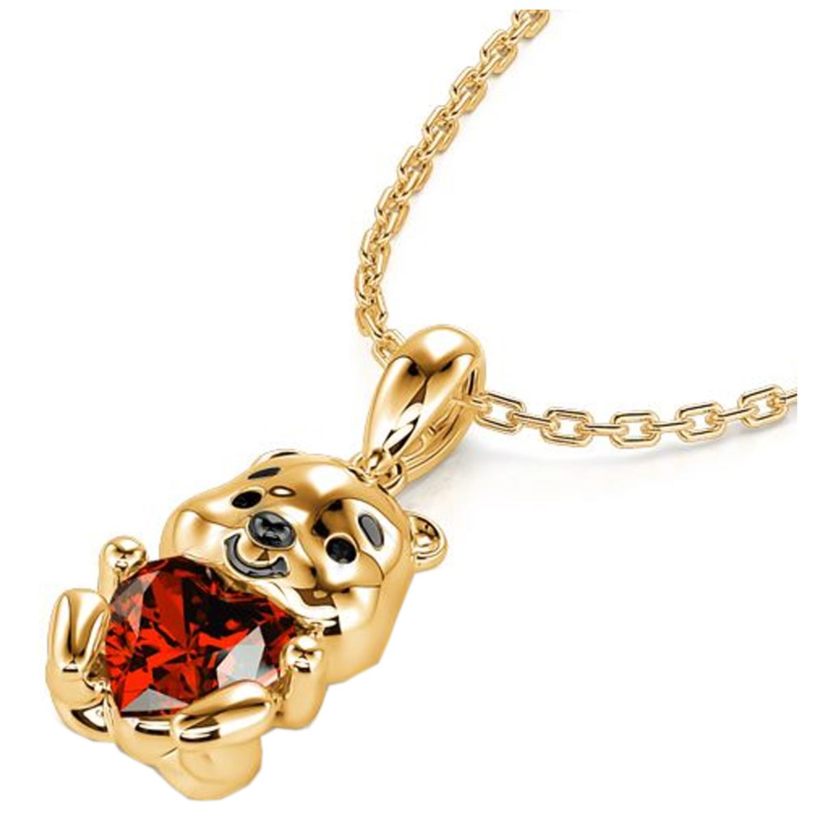 Foto 4 pulgar | Collar de Oso con Corazón High Monaco Mxbrk-002 2 Pzas color Dorado con Rojo