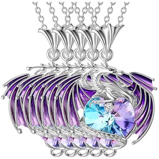 Foto 2 | Collares De Dragon High Monaco Mxrgk-005 5 Pzas Collar Dragón/corazón Plata/morado