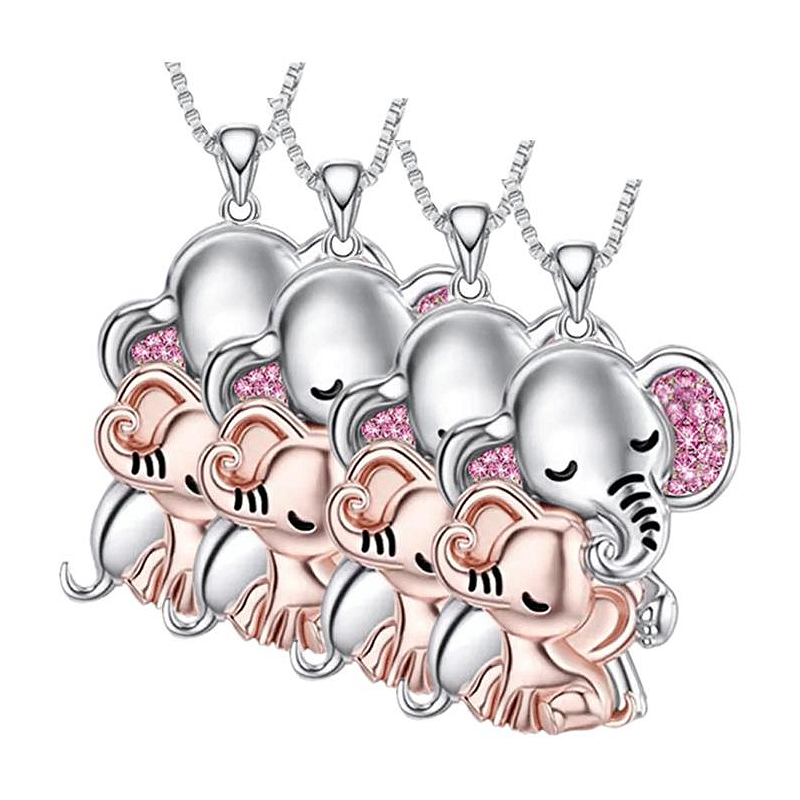 Elefante Abrazando Un Corazón High Monaco  Mxehk-004  4 Pzas Plata/rosa Unisex