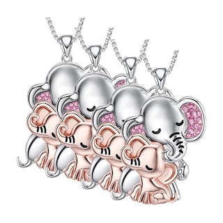 Foto 1 | Elefante Abrazando Un Corazón High Monaco Mxehk-004 4 Pzas Plata/rosa Unisex