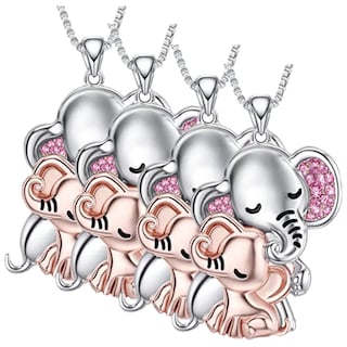 Foto 2 | Elefante Abrazando Un Corazón High Monaco Mxehk-004 4 Pzas Plata/rosa Unisex