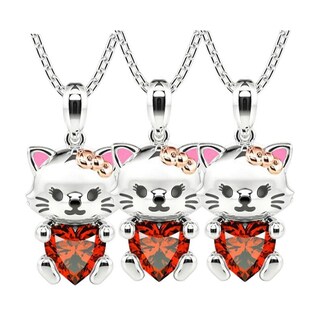 Foto 1 | Collar Hermoso De Gatita High Monaco Mxtne-003 3 Pzas Collar Gatita/corazón Plata/rojo