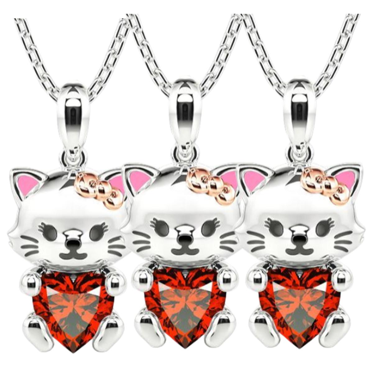 Foto 2 | Collar Hermoso De Gatita High Monaco  Mxtne-003  3 Pzas  Collar Gatita/corazón  Plata/rojo