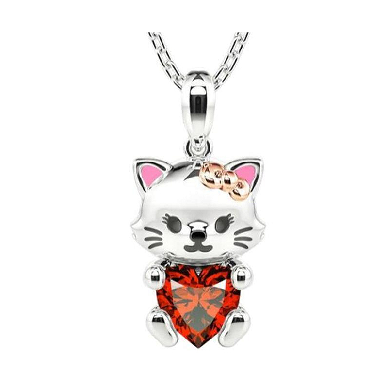 Collar de Gatita con Córazon High Mónaco Mxtne-001 1 Pieza Collar Gatita/Corazón  Plata/Rojo