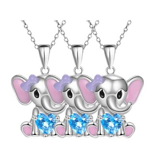 Foto 1 | Cadenas con Dije de Elefante High Mónaco Mxlek-003 3 Piezas Collar Elefante/corazón Plata/Azul
