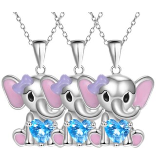 Foto 2 | Cadenas con Dije de Elefante High Mónaco Mxlek-003 3 Piezas Collar Elefante/corazón Plata/Azul