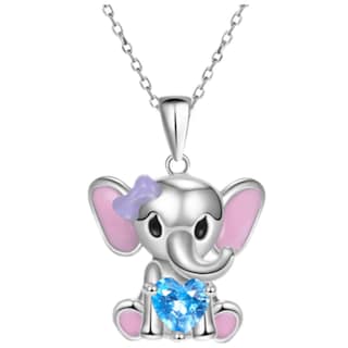 Foto 2 | Cadenas De Elefante High Monaco Mxlek-001 1 Pza Collar Elefante/corazón Plata/azul