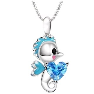 Foto 1 | Collar Caballo De Mar con Corazón High Monaco Mxaho-001 1 Pza color Plata con Azul
