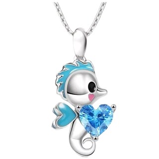 Foto 2 | Collar Caballo De Mar con Corazón High Monaco Mxaho-001 1 Pza color Plata con Azul