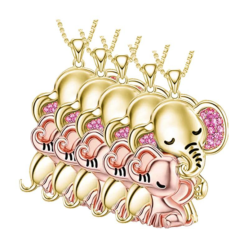 Cadenas Para Niñas De Elefante High Monaco  Mxehn-005  5 Pzas  Collar Elefante  Dorado/rosa