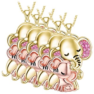 Foto 2 | Cadenas Para Niñas De Elefante High Monaco Mxehn-005 5 Pzas Collar Elefante Dorado/rosa