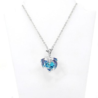 Foto 3 | Cadenas Y Dijes Para Niña High Monaco Mxgnr-002 2 Pzas Collar Dragón/corazón Plata/azul