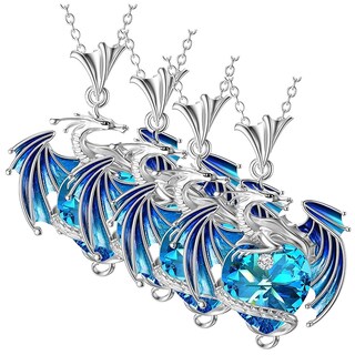 Foto 2 | Cadenas Y Dijes Hermosos High Monaco Mxgnr-004 4 Pzas Collar Dragón/corazón Plata/azul