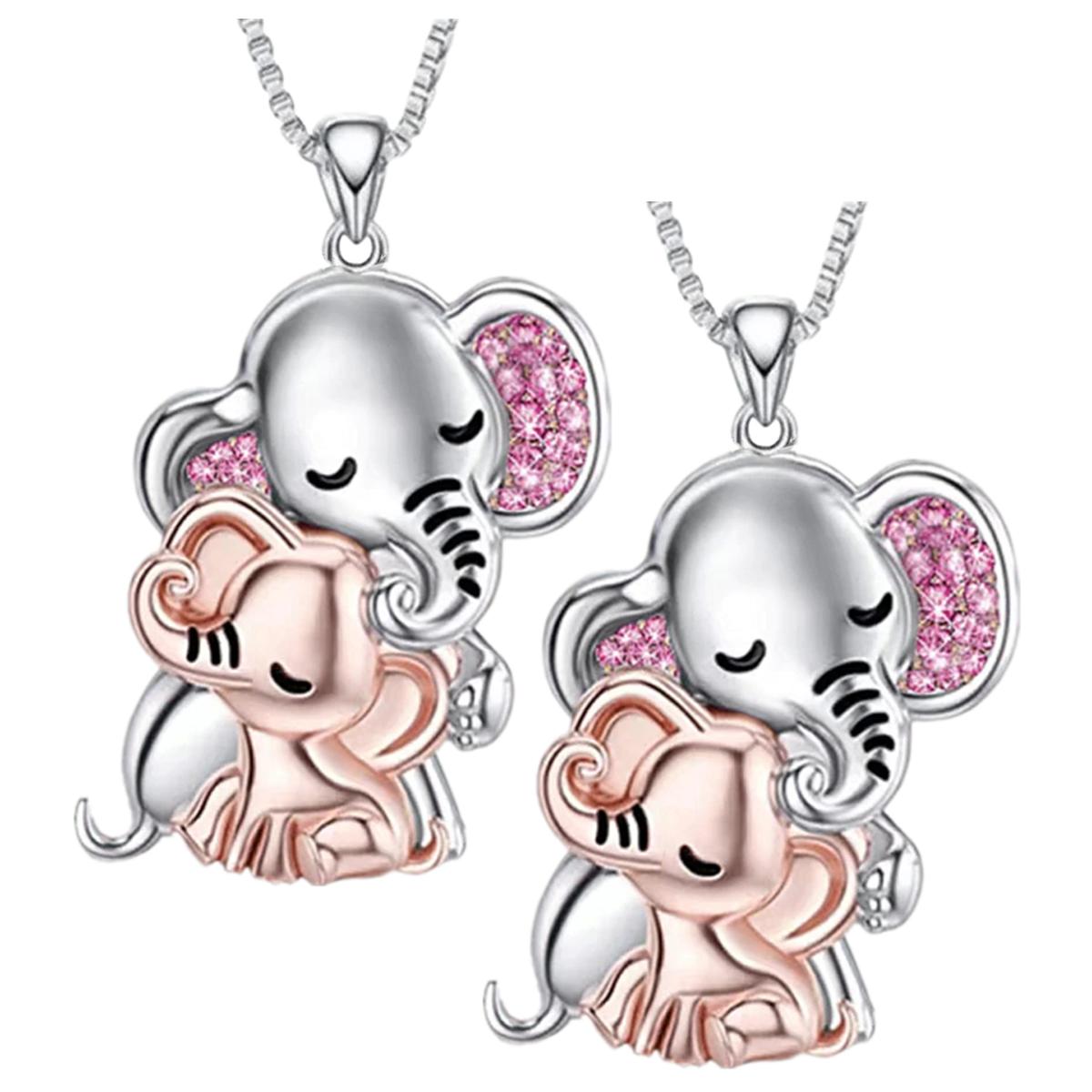 Collar de Elefante High Monaco Mxehk-002 2 Pzas color Plata con Rosa