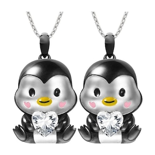 Foto 1 | Cadena con Dije de Pinguino High Mónaco Mxgui-002 2 Piezas Collar Pingüino/Corazón Negro/Blanco